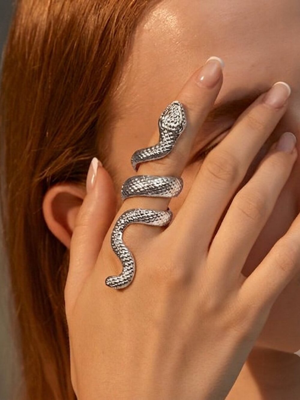 3/$35 Silver Tone Statement Snake Ring Adjustable Wrap Coiled Serpent Jewelry
